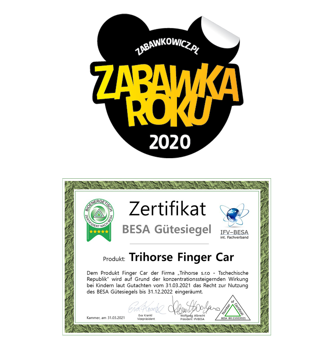 hracka roku auticko a certifikat-